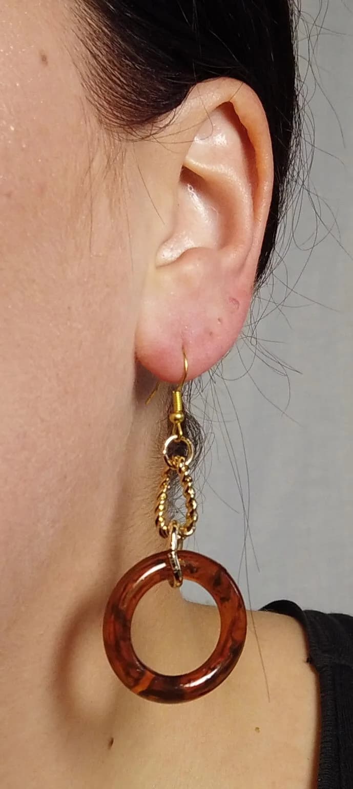 Boucles D'oreilles Ambre 70's 🤎 (pièce unique) — photo 2